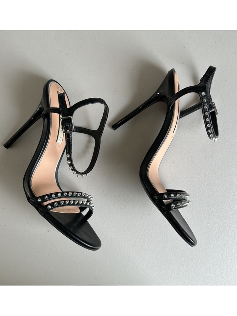 NWT ZARA Black Studded High Heel Sandals - Women's Strappy Stiletto 37